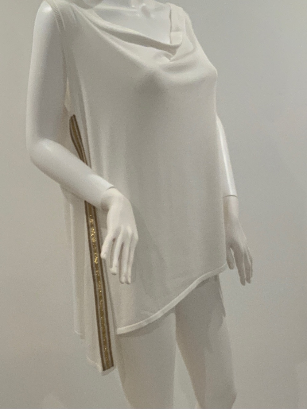 Liu Jo Cream Tunic Top with Gold Side Trim